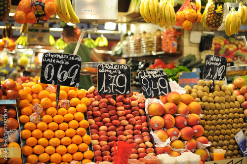 Fruit for sale with price signs © Lari