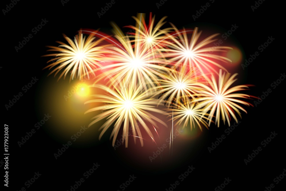 set of isolated vector fireworks