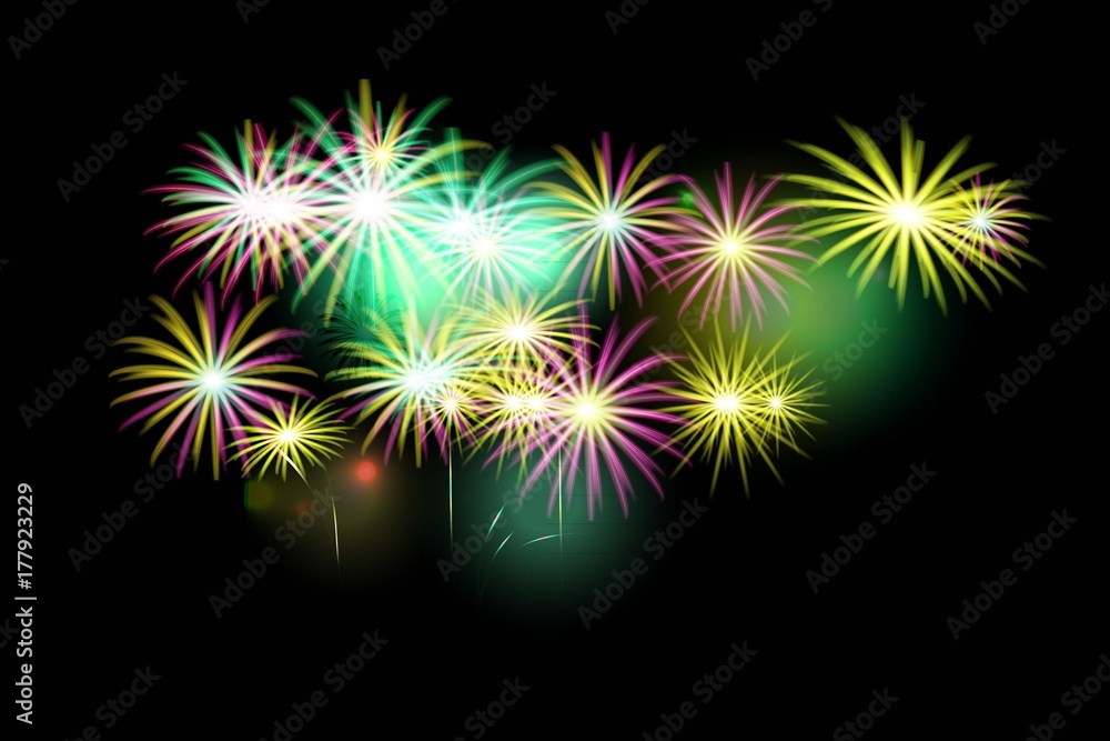 set of isolated vector fireworks