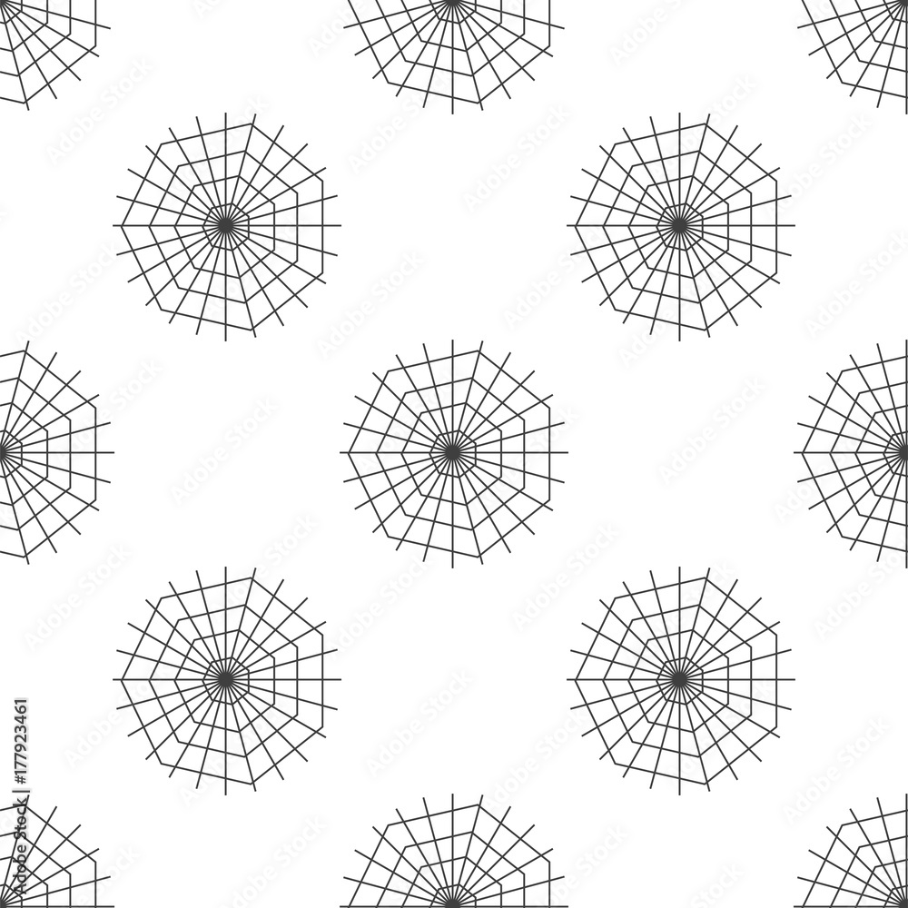 Vector Halloween seamless pattern. Spider web symbols. Scary wallpaper for holiday descoration. Objects isolated on a white background.