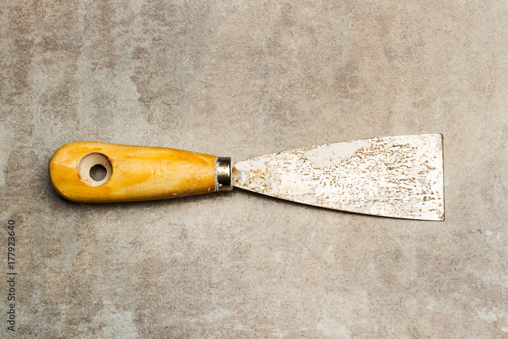 Espátula para albañil de trabajo. Vista superior. Copy space foto de Stock  | Adobe Stock