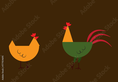 Chicken vector icon in linear flat style isolated on background for infographic. photo