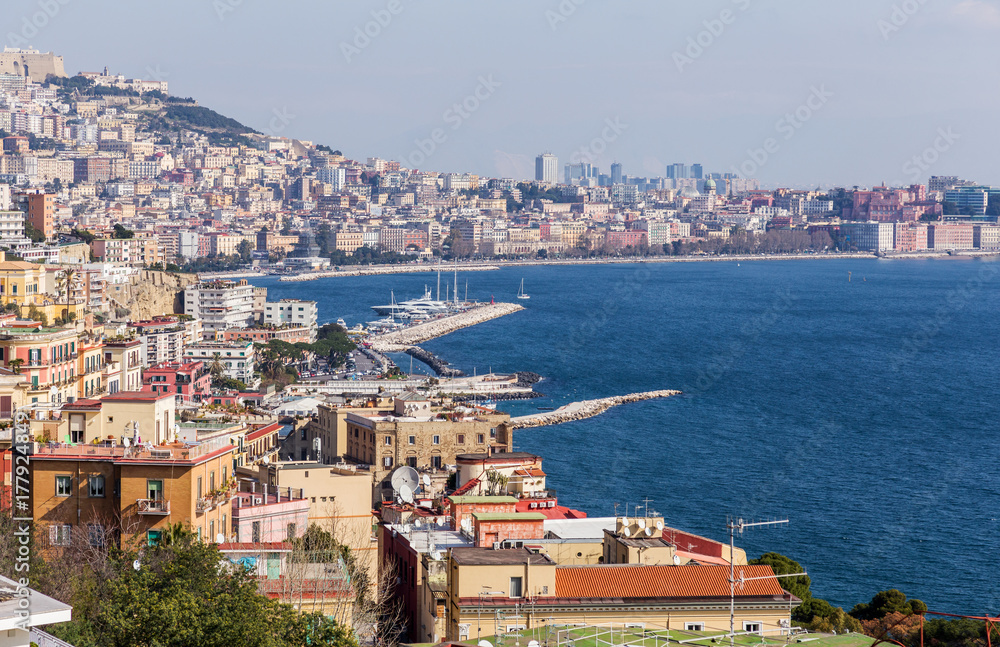 Naples, South Italy, bay, view of the city.
