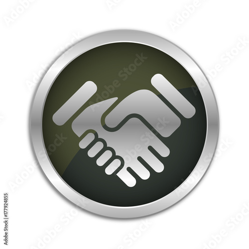 Button Set - dunkel mit silbernem Ring - Hände schütteln
