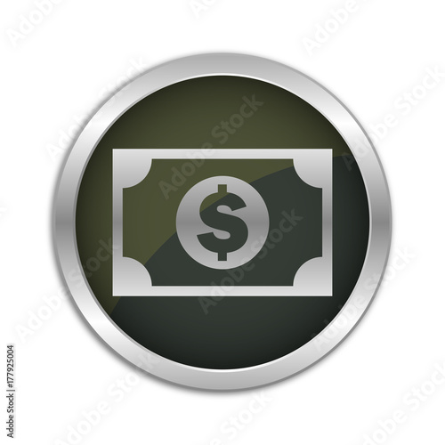 Button Set - dunkel mit silbernem Ring - Banknote Dollar