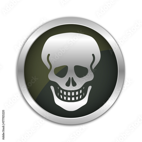 Button Set - dunkel mit silbernem Ring - Totenschädel