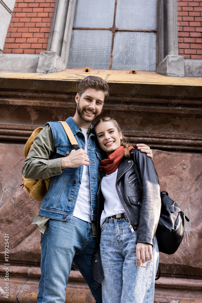 stylish young couple on street