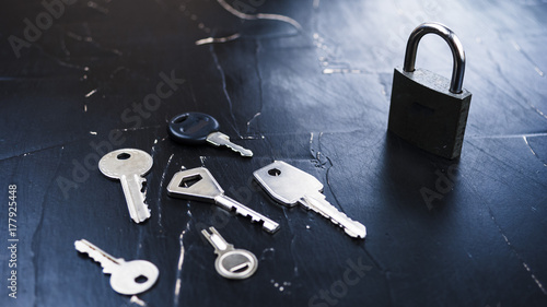 lock and many keys around it the concept of the right choice in life