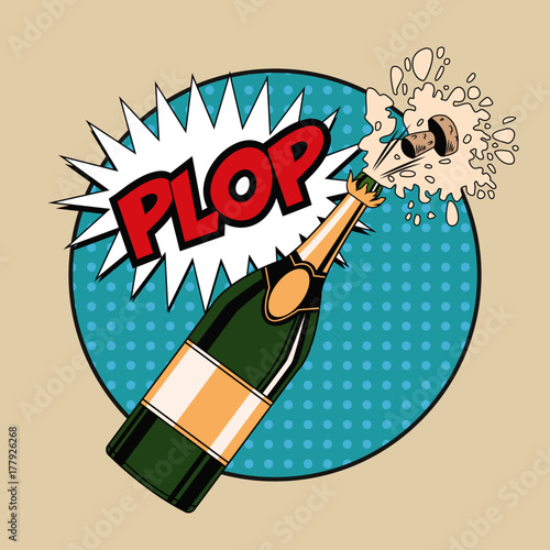 Champagne toast pop art icon vector illustration graphic design