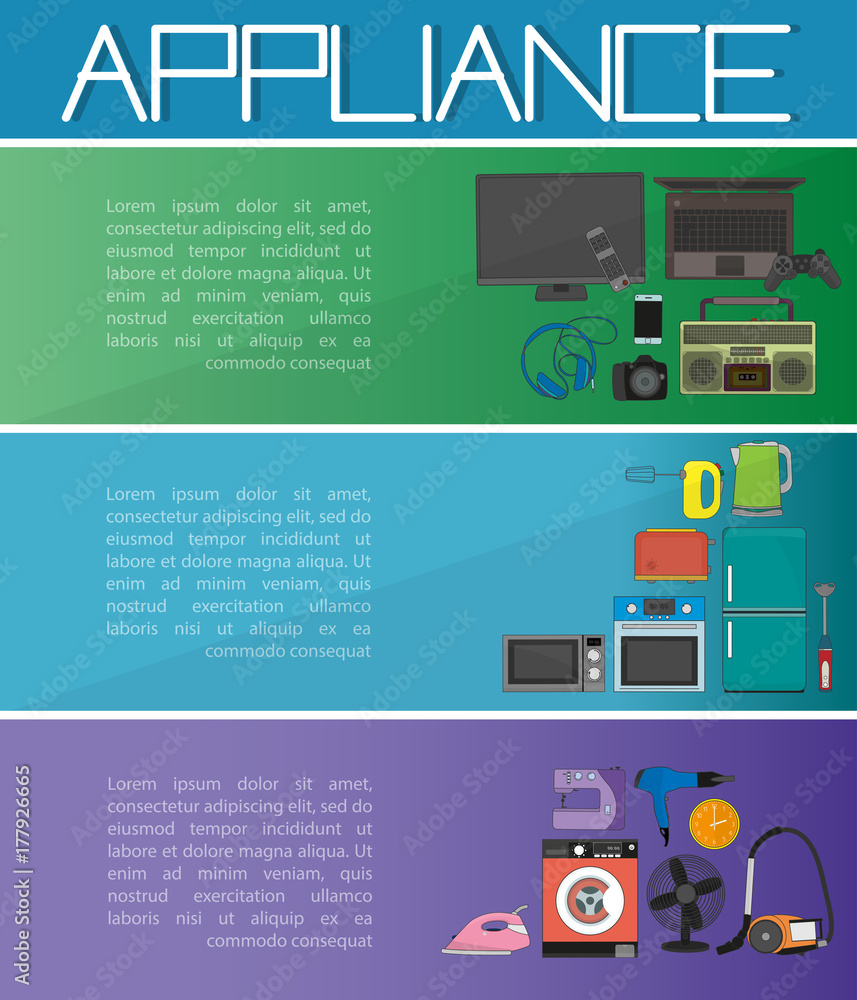 a set of cards with home appliances and space for text a set of cards with home appliances and space for text