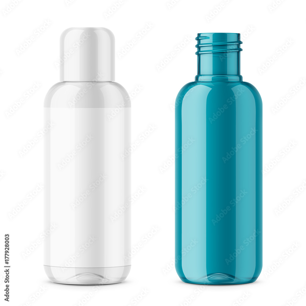 Transparent plastic cosmetic bottle template.