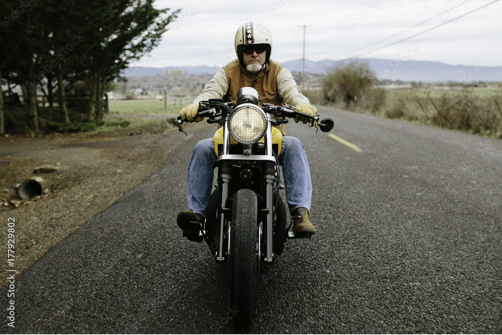 Man rides motorcycle Man rides motorcycle
