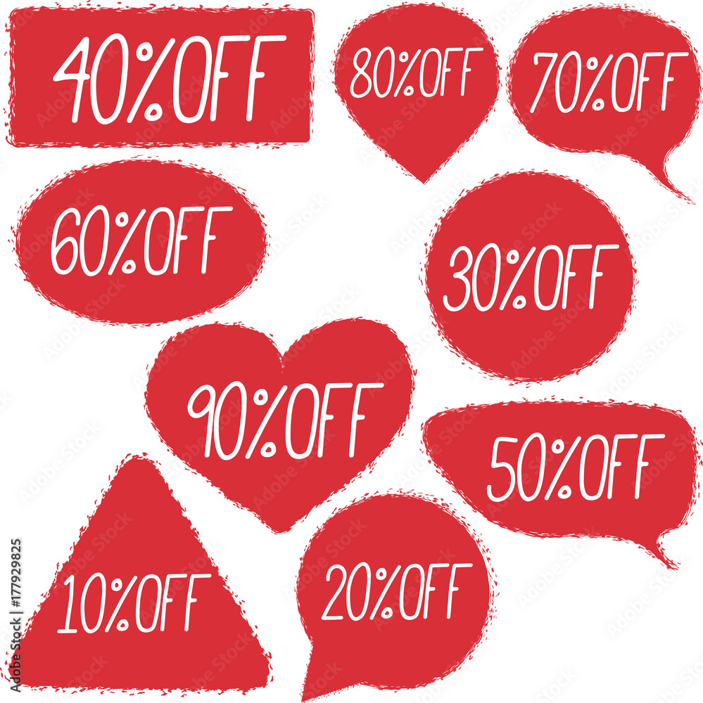 Retail discount proposition stickers set