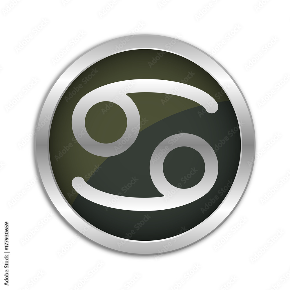 Button Set - dunkel mit silbernem Ring - Sternzeichen - Krebs