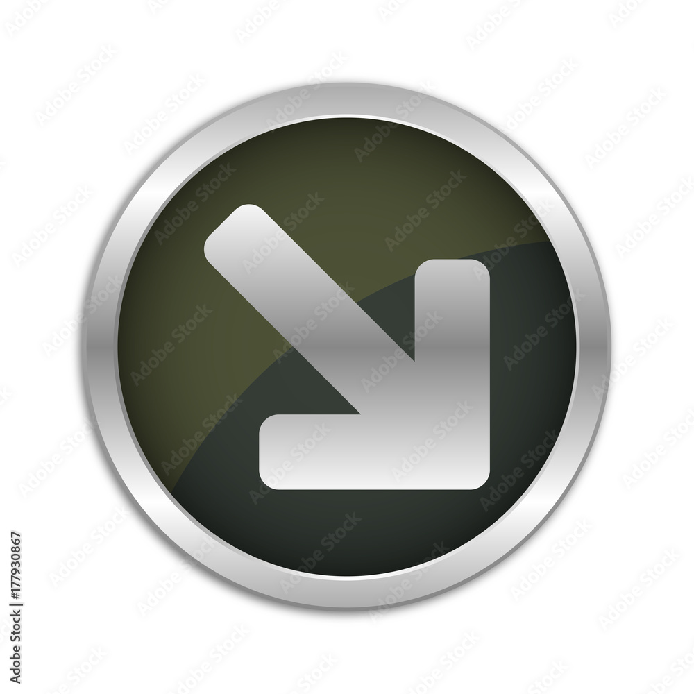 Button Set - dunkel mit silbernem Ring - Pfeil nach rechts unten Button Set - dunkel mit silbernem Ring - Pfeil nach rechts unten