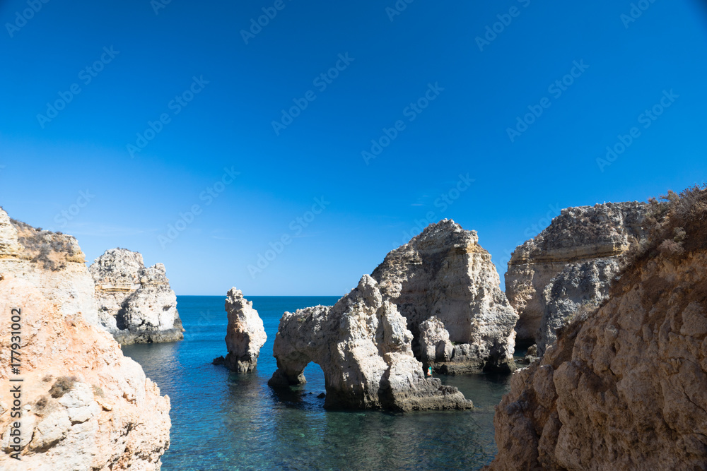 Cliff coastline in Lagos, Algarve, Portugal