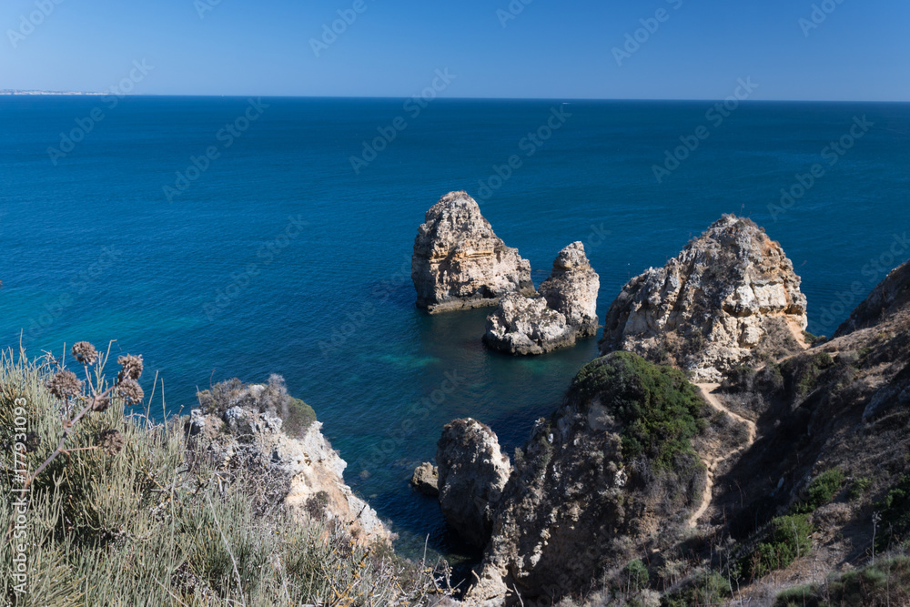 Beautiful cliffs of Ponta de Piedade, Lagos, Algarve region, Portugal
