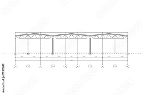Cross-section of an industrial building