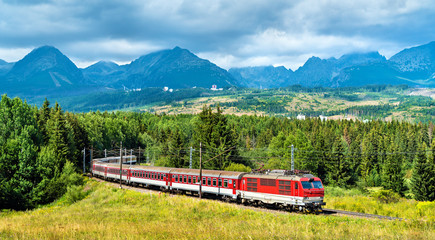 Fotobehang Trein Passagierstrein in Hoge Tatra Slowakije  © Leonid Andronov