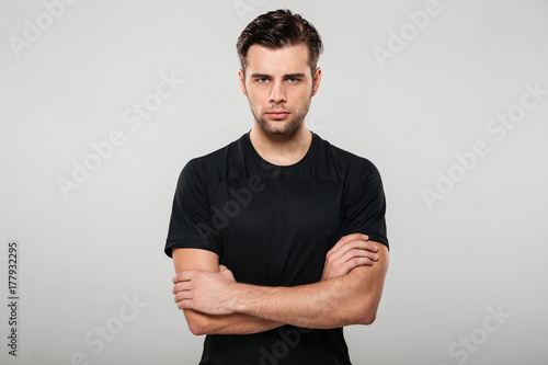 Portrait of a concentrated serious sportsman