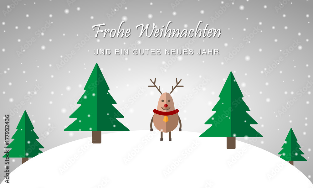 Weihnachten - Rentier im Wald (Grau)