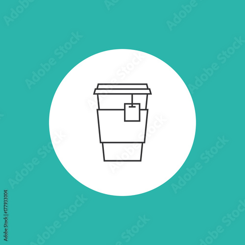 teacup, Tee - Icon, Symbol, Piktogramm, Bildmarke, Logo, grafisches Element - grau/schwarz, Hintergrund/Rahmen, rund, mint - Web, Druck - Vektor