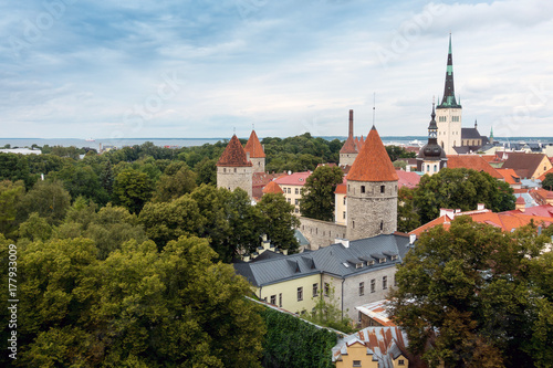 TALLINN, ESTONIA - August 28, 2017: antique building view in Old Town Tallinn, Estonia