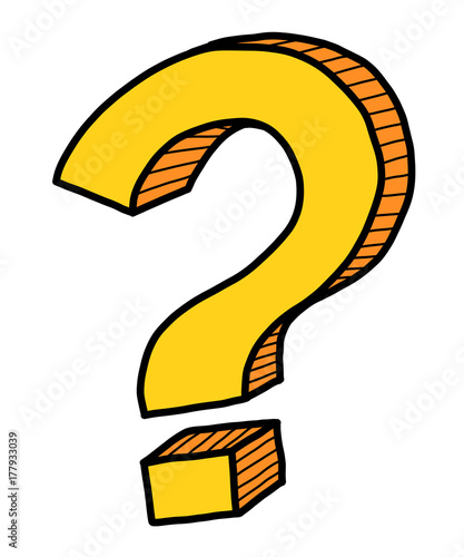yellow question mark / cartoon vector and illustration, hand drawn style, isolated on white background.