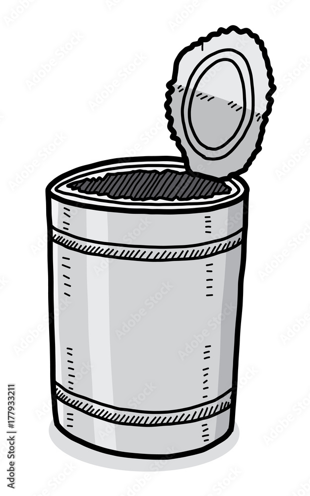 tin can waste / cartoon vector and illustration, hand drawn style,  grayscale, isolated on white background. Stock Vector | Adobe Stock