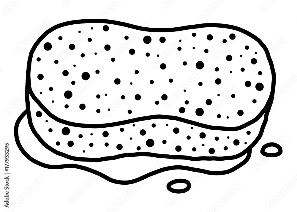 Vecteur Stock sponge / cartoon vector and illustration, black and white