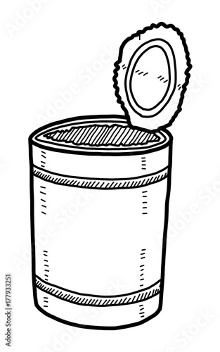 tin can waste / cartoon vector and illustration, black and white, hand drawn, sketch style, isolated on white background.