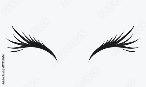 Logo of eyelashes. Stylized hair. Abstract lines of triangular shape. Black and white vector illustration.