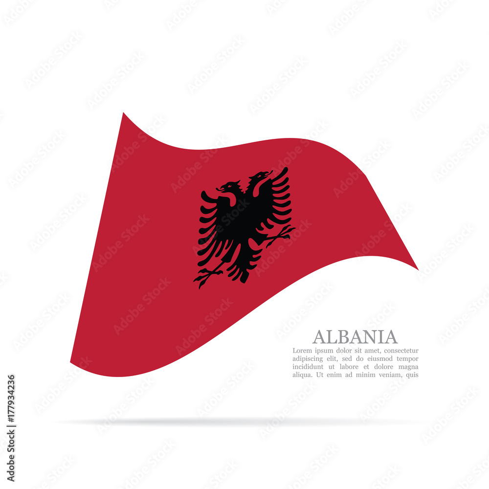 Albania national flag waving vector icon Albania national flag waving vector icon