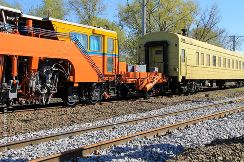 View on the maintenance train on railroad track