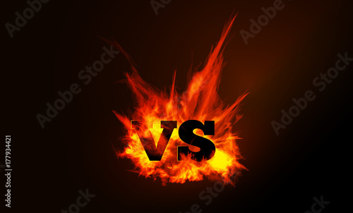 VS comparison of a background with a fiery flame