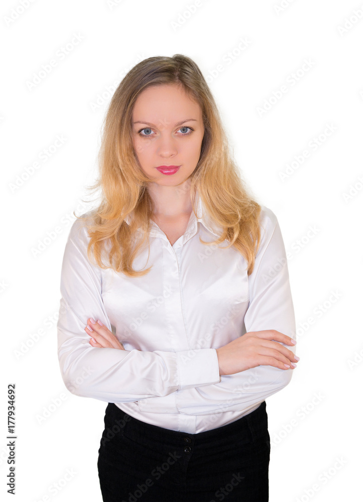 Blonde in the style business. Isolated on a white background. Mockup Blonde in the style business. Isolated on a white background. Mockup
