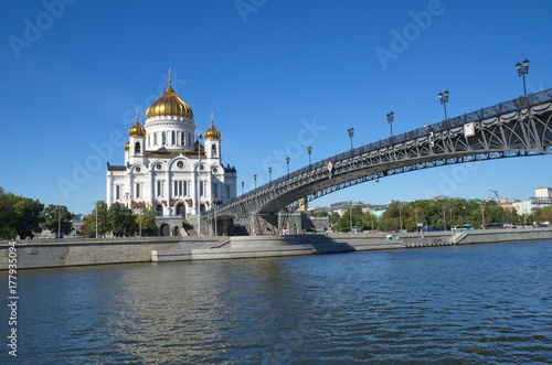 The Cathedral of Christ the Savior and Patriarchal bridge, Moscow, Russia