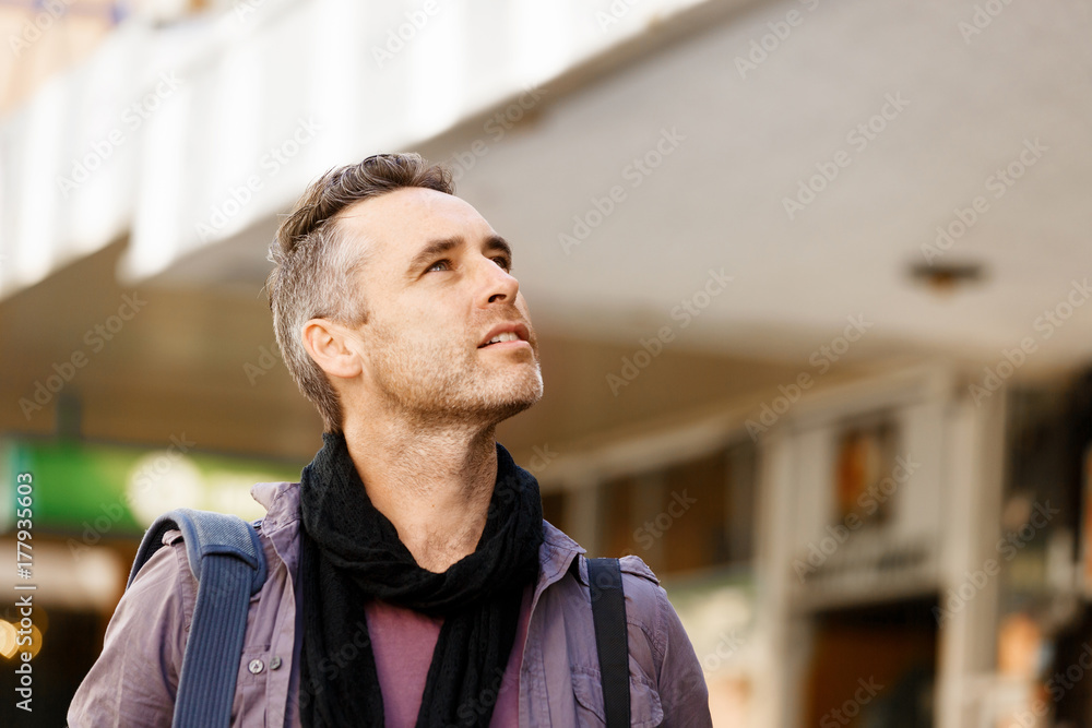 Male tourist in city Male tourist in city