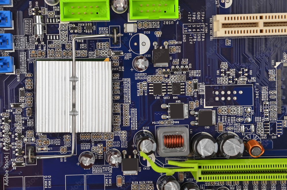 Fototapeta premium Blue computer motherboard