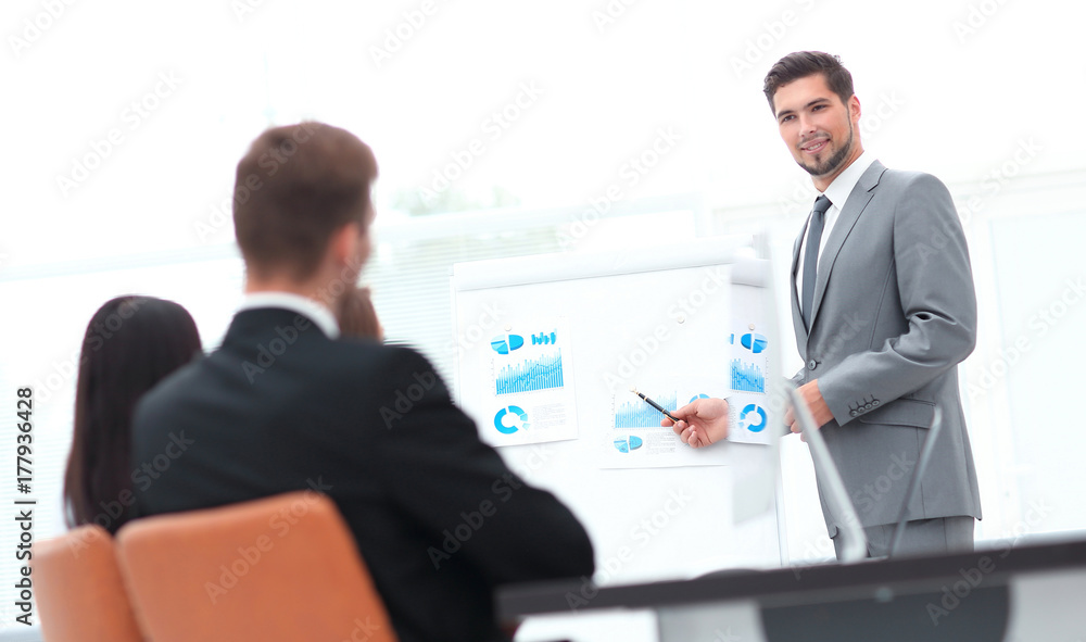 Business man making a presentation in the office. Business man making a presentation in the office.