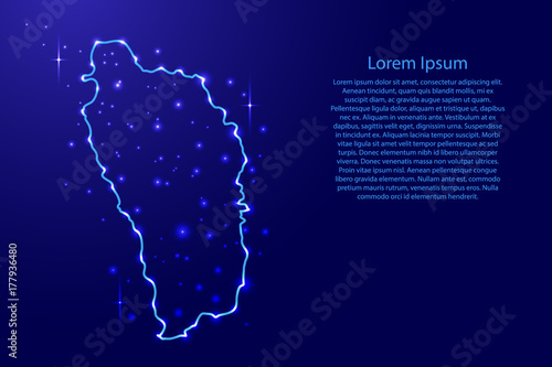 Map Dominica from the contours network blue  luminous space stars for banner  poster  greeting card  of vector illustration