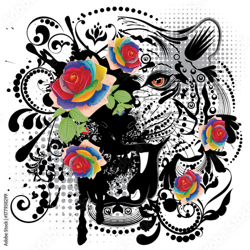 Fototapeta Naklejka Na Ścianę i Meble -  Ornamental Tiger Portrait