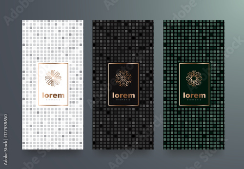 Vector set packaging templates with different texture for luxury products.logo design with trendy linear style.vector illustration