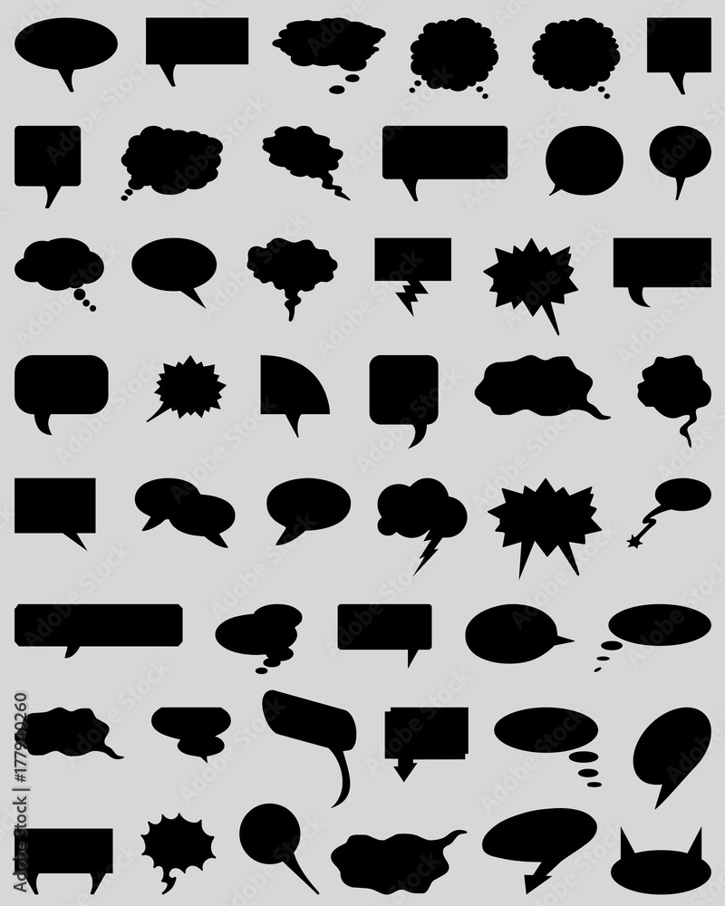 Fototapeta premium Black bubble speech set on a gray background