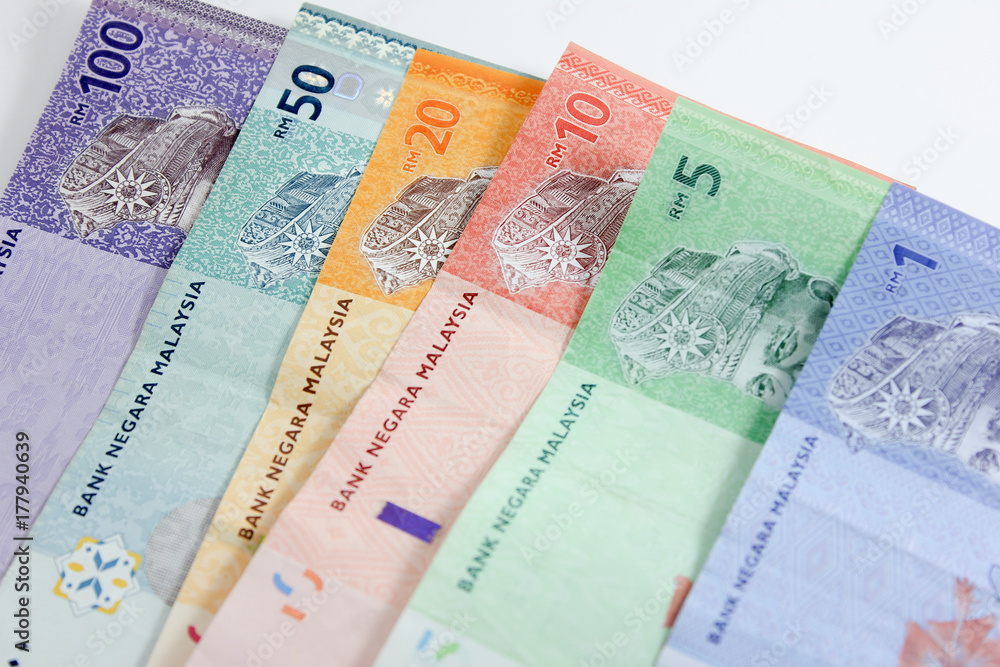 Fototapeta premium Closeup shot of Ringgit Malaysia banknotes