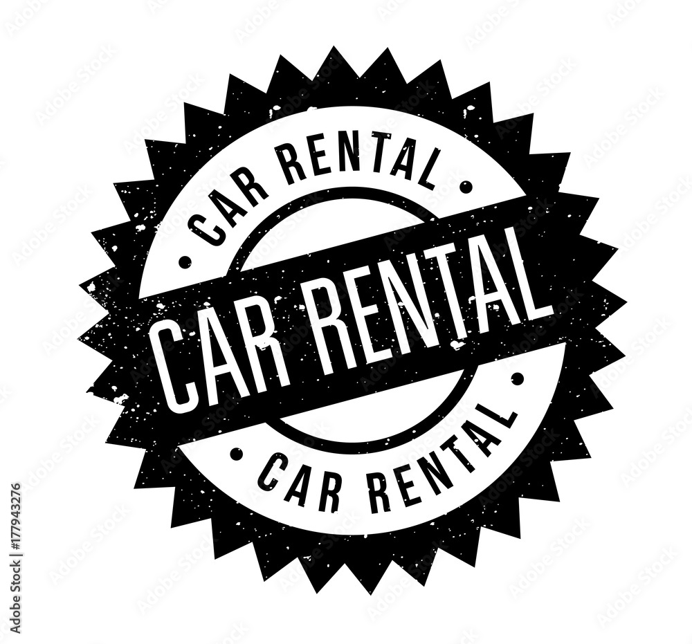 Car Rental rubber stamp. Grunge design with dust scratches. Effects can be easily removed for a clean, crisp look. Color is easily changed.