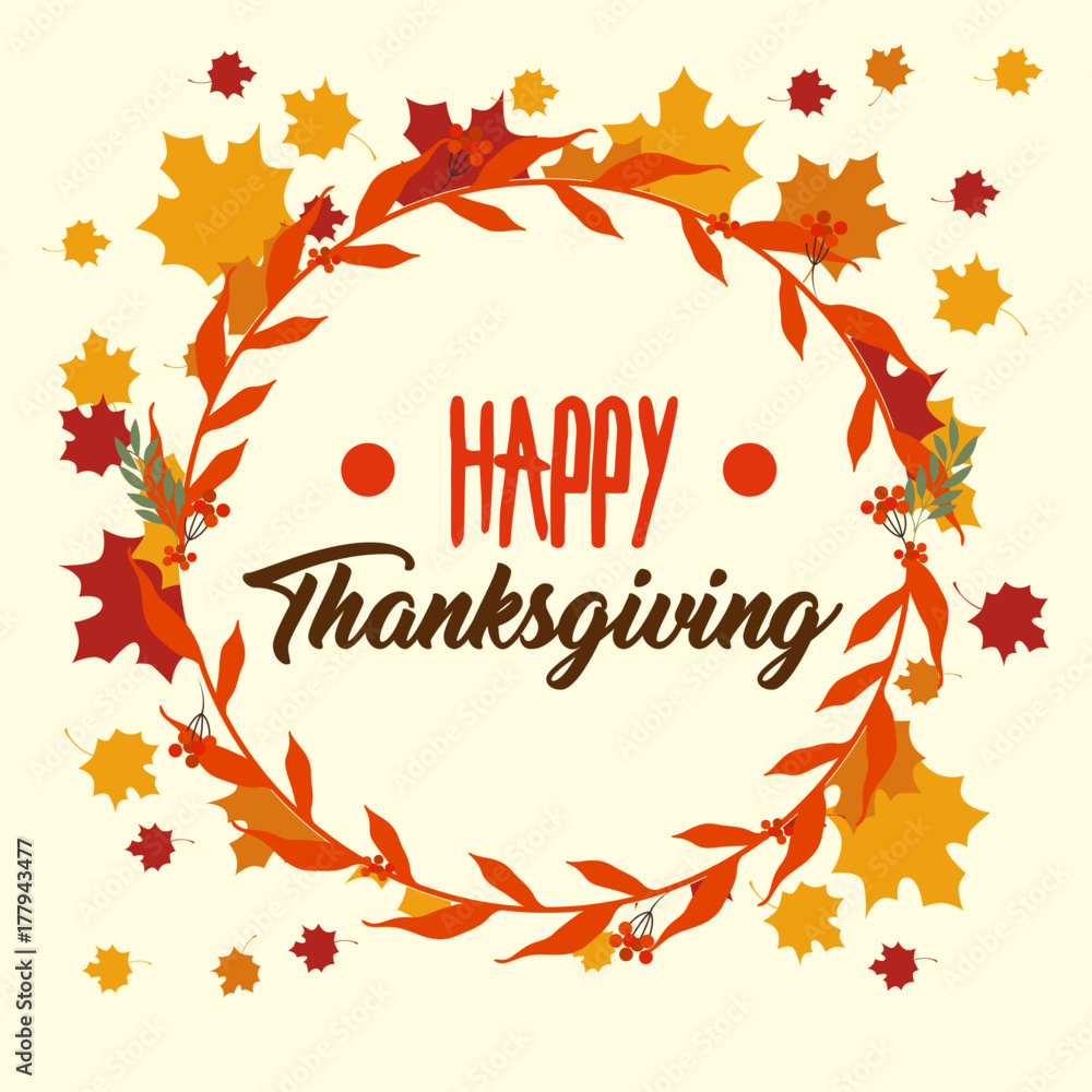 happy thanksgiving day greeting card Stock Vector | Adobe Stock