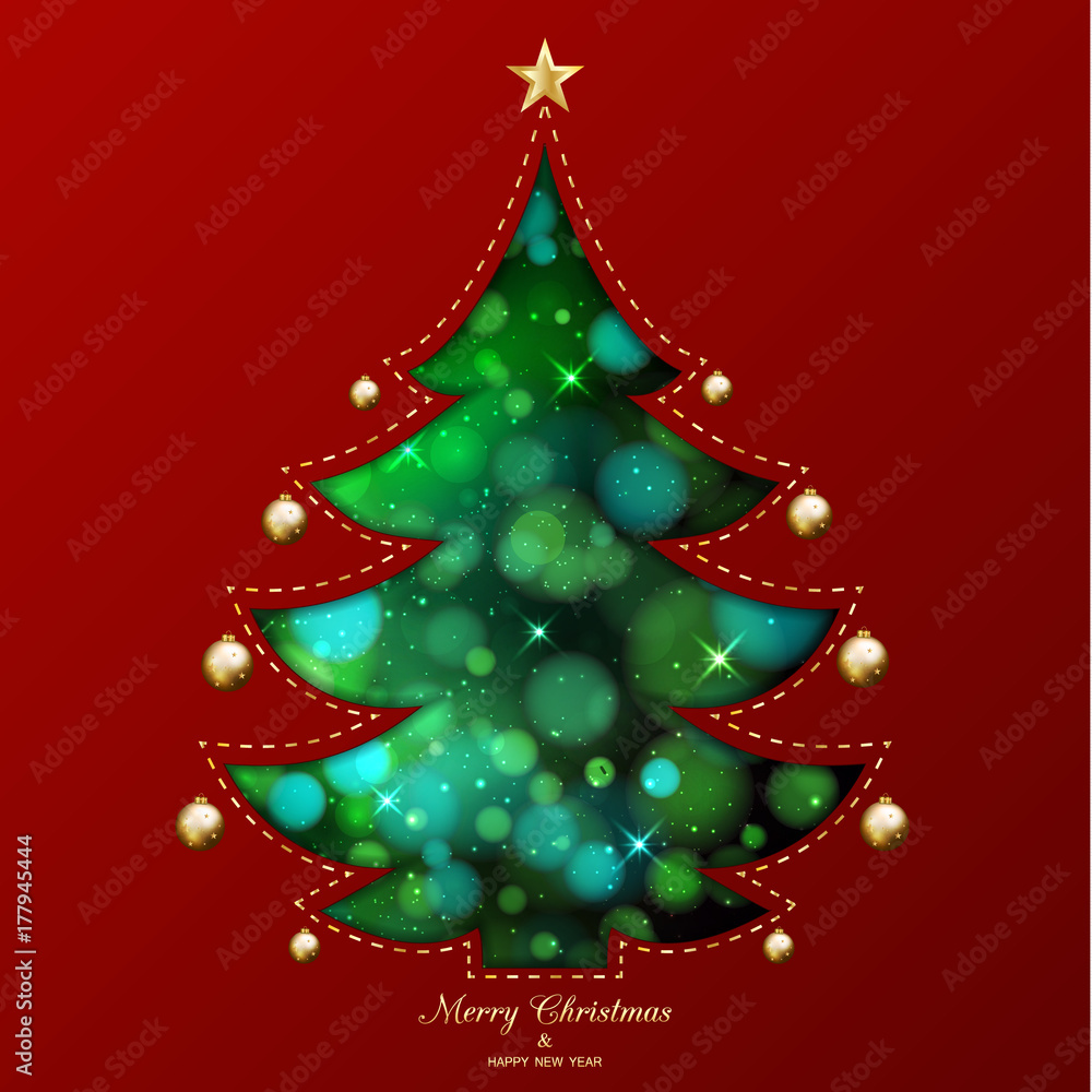 Abstract Christmas tree on red background. Vector illustration Abstract Christmas tree on red background. Vector illustration