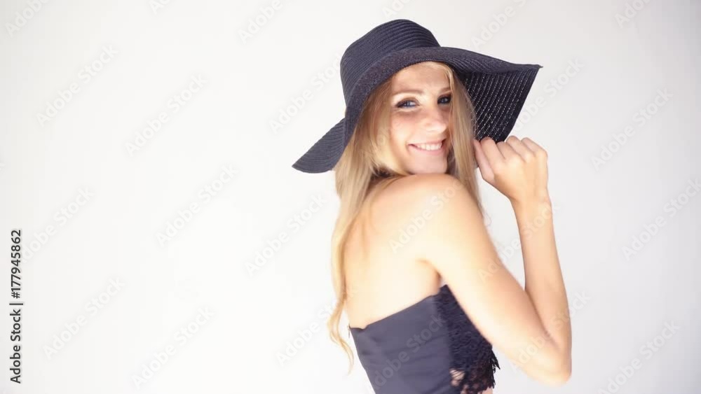 beautiful girl in a hat with a brim fashion poses beautiful girl in a hat with a brim fashion poses