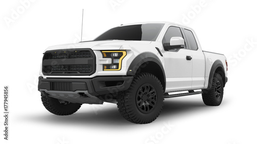 American Pickup Truck Isolated on White